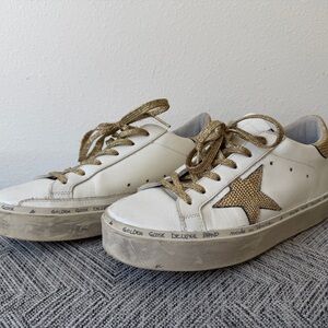 Golden Goose Cream and Gold Star Sneakers